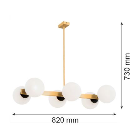 Argon 2549 - Luster na tyči FREEMONT 6xE27/15W/230V zlatá/biela/čierna