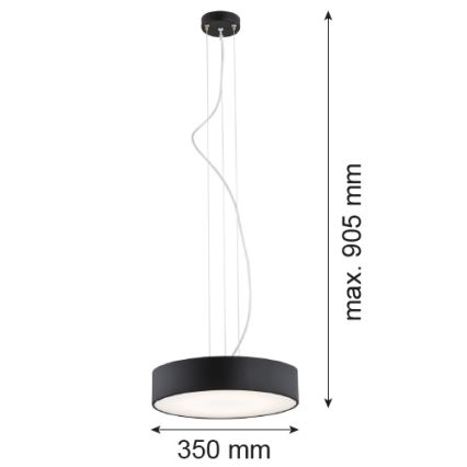 Argon 3350 - Luster DARLING 1xLED/30W/230V pr. 40 cm čierna