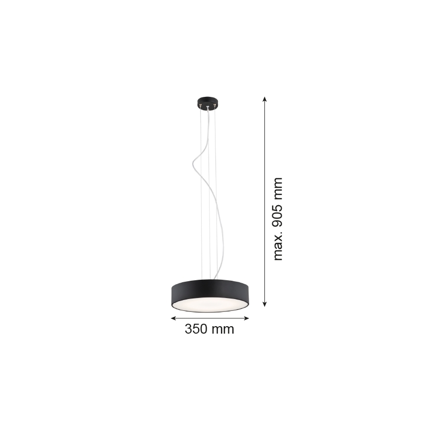 Argon 3350 - Luster DARLING 1xLED/30W/230V pr. 40 cm čierna