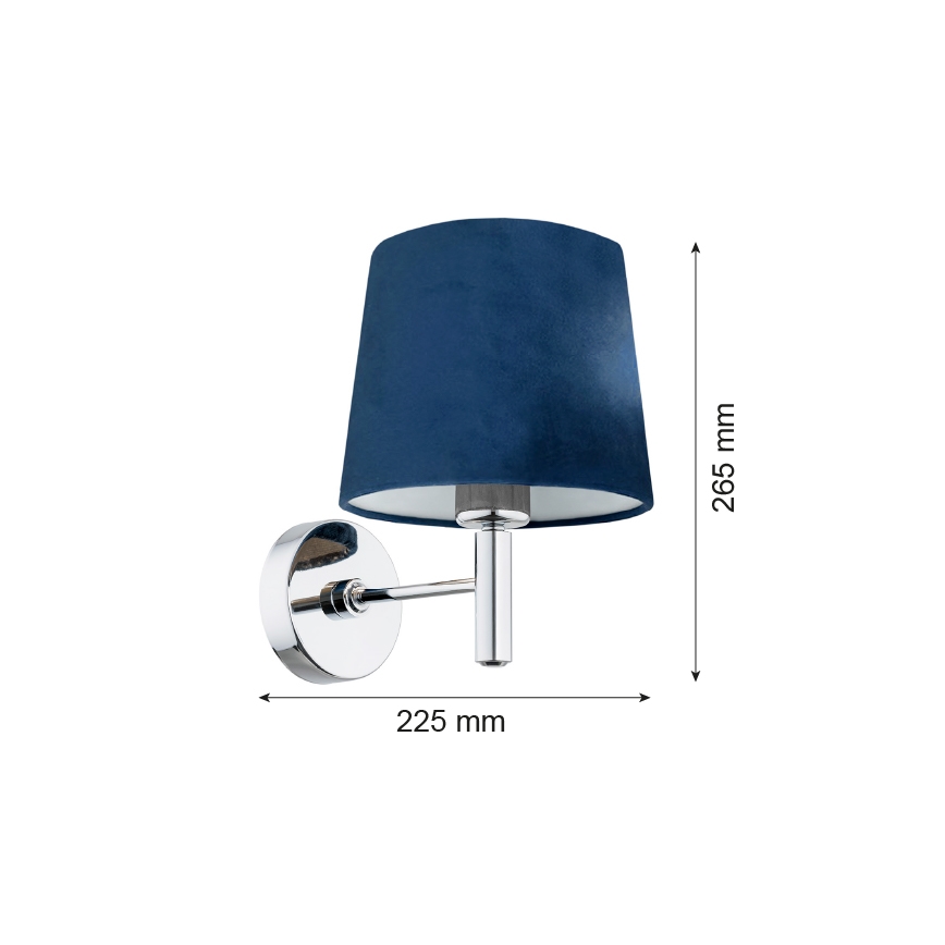 Argon 3908 - Nástenná lampa BOLZANO 1xE27/15W/230V modrá/lesklý chróm