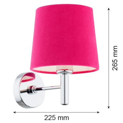 Argon 3909 - Nástenná lampa BOLZANO 1xE27/15W/230V ružová/lesklý chróm