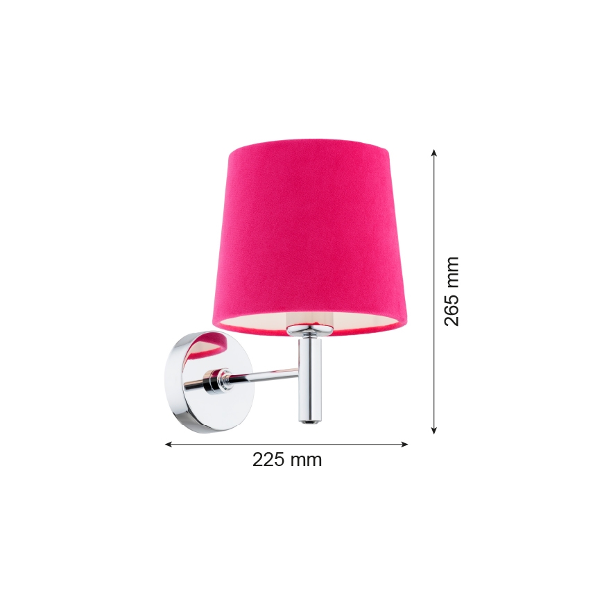Argon 3909 - Nástenná lampa BOLZANO 1xE27/15W/230V ružová/lesklý chróm