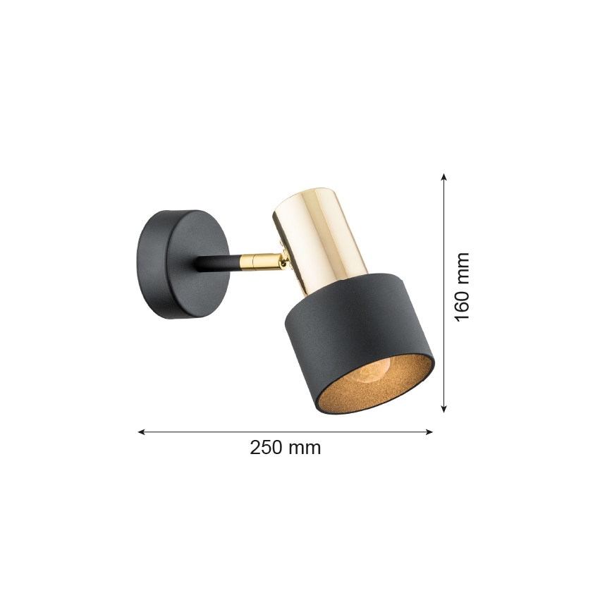 Argon 4265 - Nástenné bodové svietidlo DORIA 1xE27/15W/230V čierna/mosadz