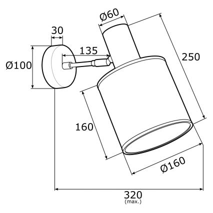 Argon 4279 - Nástenné bodové svietidlo HERMAN 1xE27/15W/230V mosadz/čierna