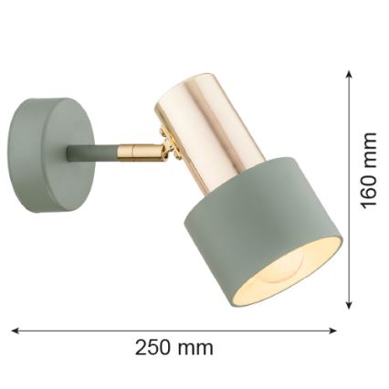 Argon 4315 - Nástenné bodové svietidlo DORIA 1xE27/15W/230V zelená/mosadz