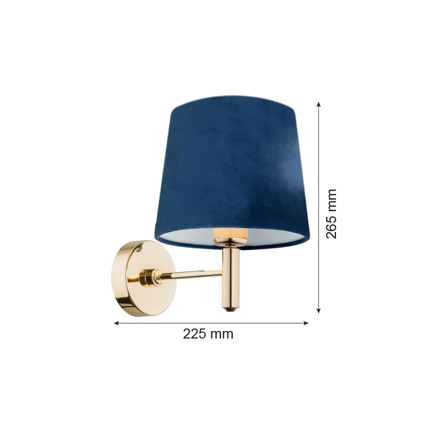 Argon 4348 - Nástenná lampa PONTE 1xE27/15W/230V modrá/mosadz