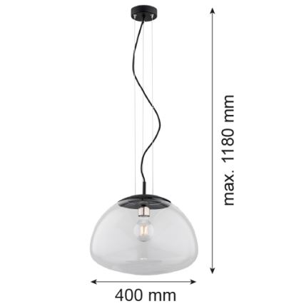 Argon 4351 - Luster na lanku TRINI 1xE27/15W/230V priemer 40 cm čierna