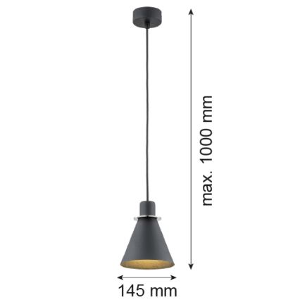 Argon 4688 - Luster na lanku BEVERLY 1xE27/15W/230V čierna/lesklý chróm