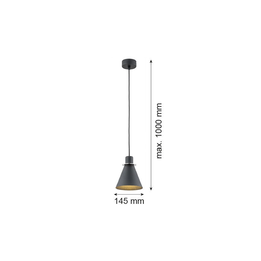 Argon 4688 - Luster na lanku BEVERLY 1xE27/15W/230V čierna/lesklý chróm