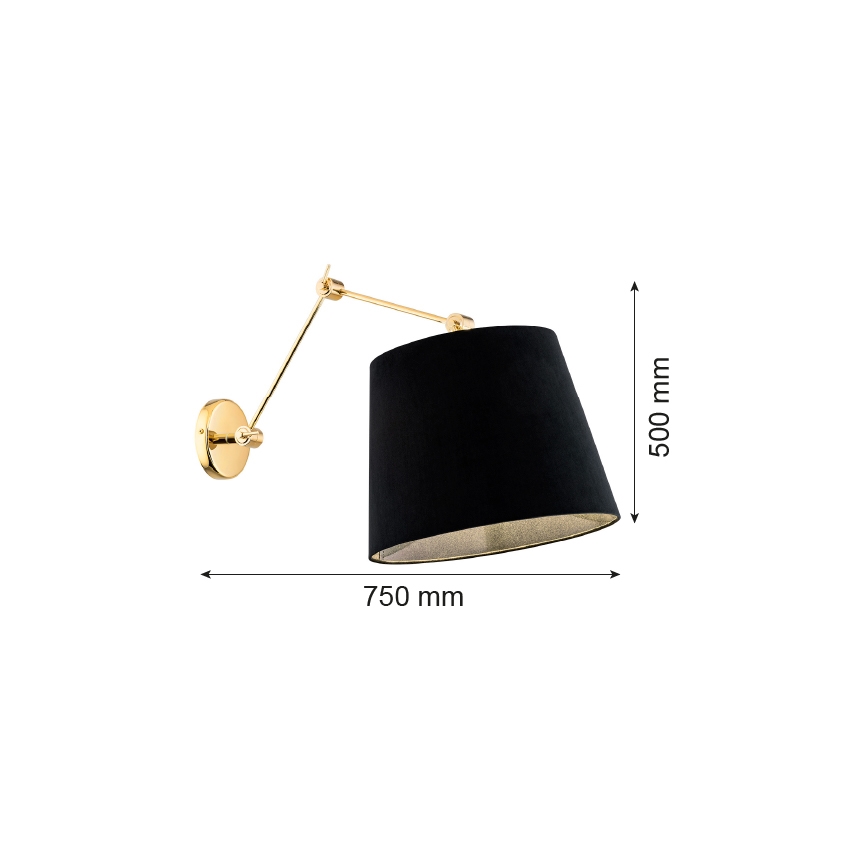 Argon 4898 - Nástenná lampa ZAKYNTOS PLUS 1xE27/15W/230V čierna/zlatá