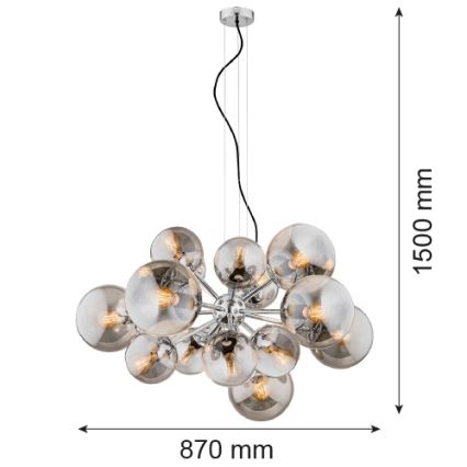 Argon 5022 - Luster na lanku SATELITE 15xE27/15W/230V lesklý chróm
