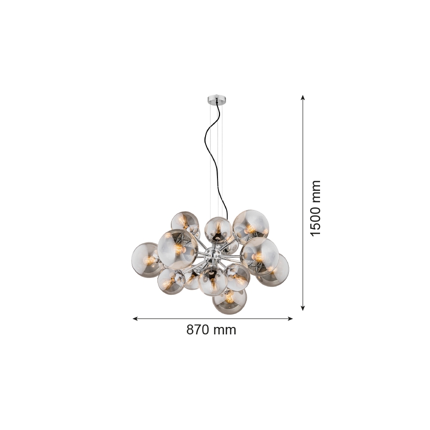 Argon 5022 - Luster na lanku SATELITE 15xE27/15W/230V lesklý chróm