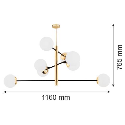 Argon 5041 - Luster na tyči CAMERON 8xE27/15W/230V mosadz/čierna