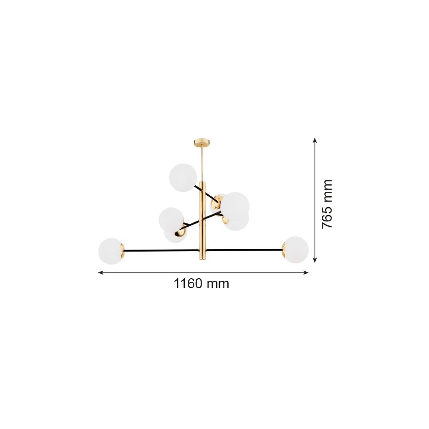 Argon 5041 - Luster na tyči CAMERON 8xE27/15W/230V mosadz/čierna