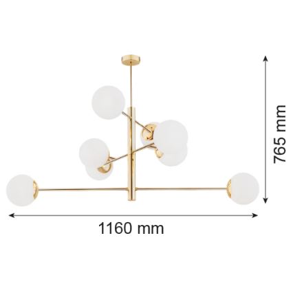 Argon 5043 - Luster na tyči CAMERON 8xE27/15W/230V mosadz