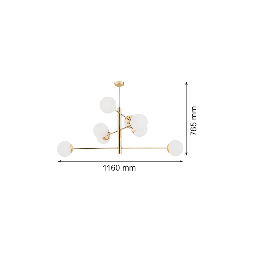 Argon 5043 - Luster na tyči CAMERON 8xE27/15W/230V mosadz