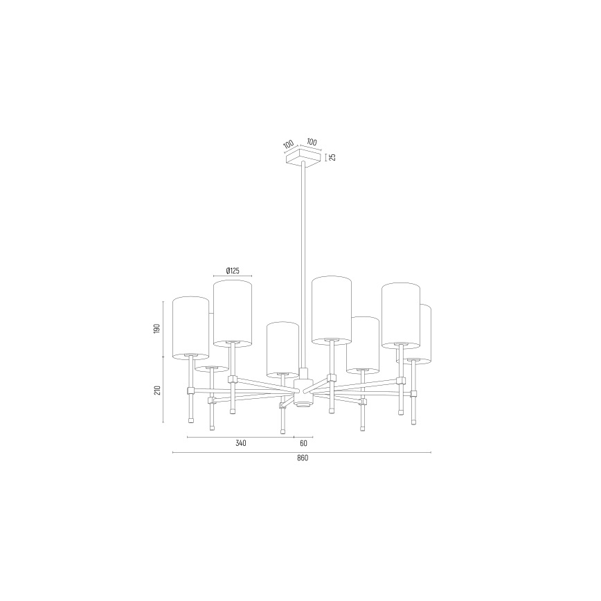 Argon 5051 - Luster na tyči ABRUZZO 8xE14/15W/230V mosadz/biela