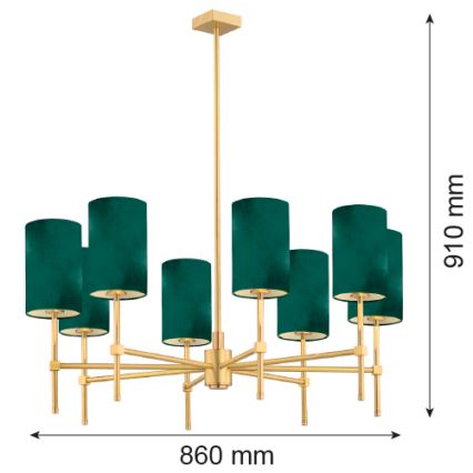 Argon 5055 - Luster na tyči ABRUZZO 8xE14/7W/230V mosadz/zelená