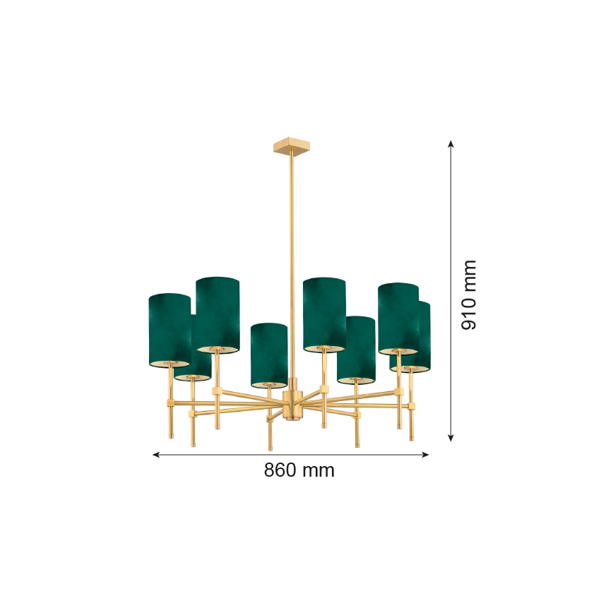 Argon 5055 - Luster na tyči ABRUZZO 8xE14/7W/230V mosadz/zelená