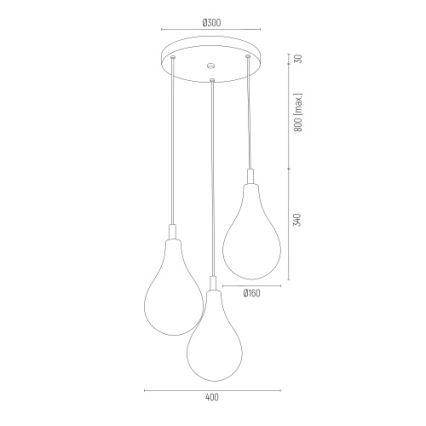 Argon 6105 - Luster na lanku OAKLAND 3xG9/6W/230V čierna