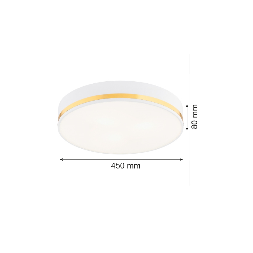 Argon 6138 - Stropné svietidlo AMORE 3xE27/15W/230V pr. 45 cm biela/zlatá