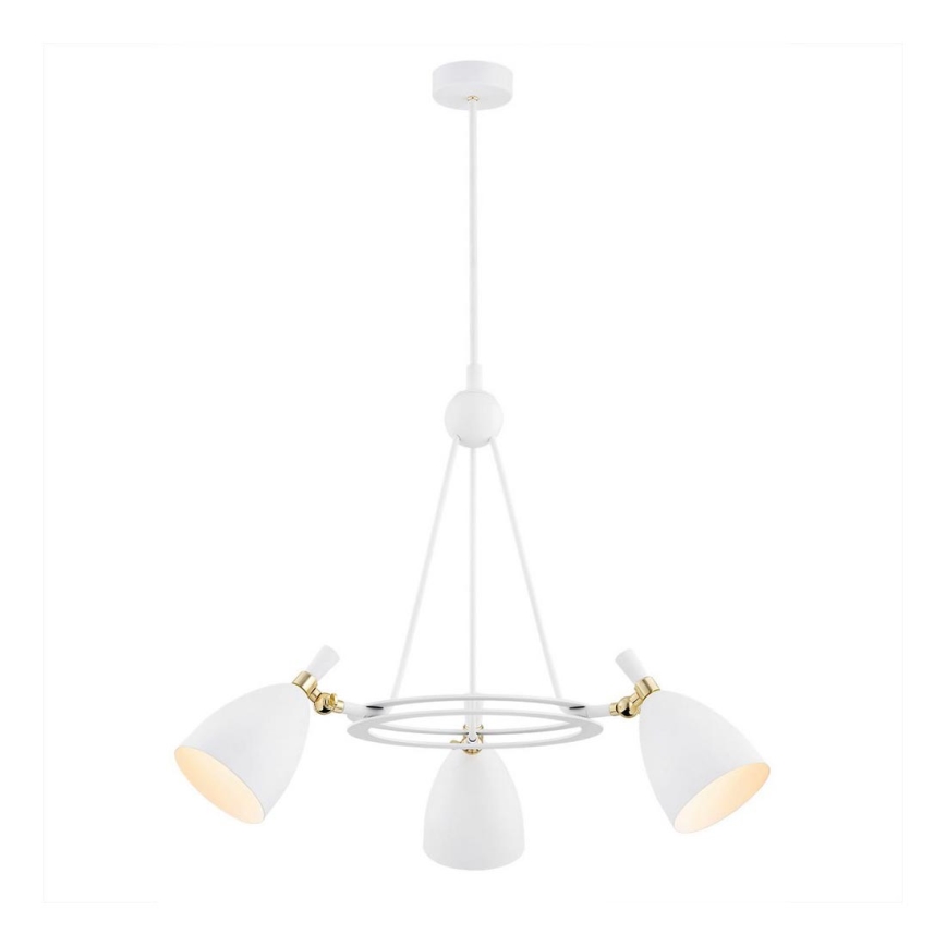 Argon 6148 - Luster na tyči CHARLOTTE 3xE27/15W/230V biela/zlatá