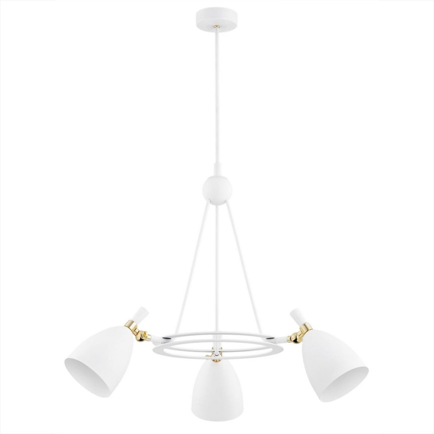 Argon 6148 - Luster na tyči CHARLOTTE 3xE27/15W/230V biela/zlatá