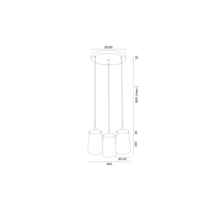 Argon 6164 - Luster na lanku PASADENA 3xE27/15W/230V zlatá/biela