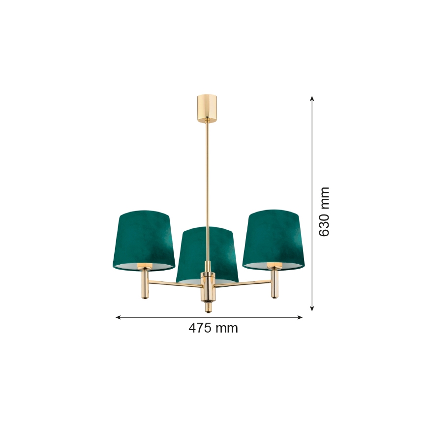 Argon 6192 - Luster na tyči PONTE 3xE27/15W/230V zelená/mosadz