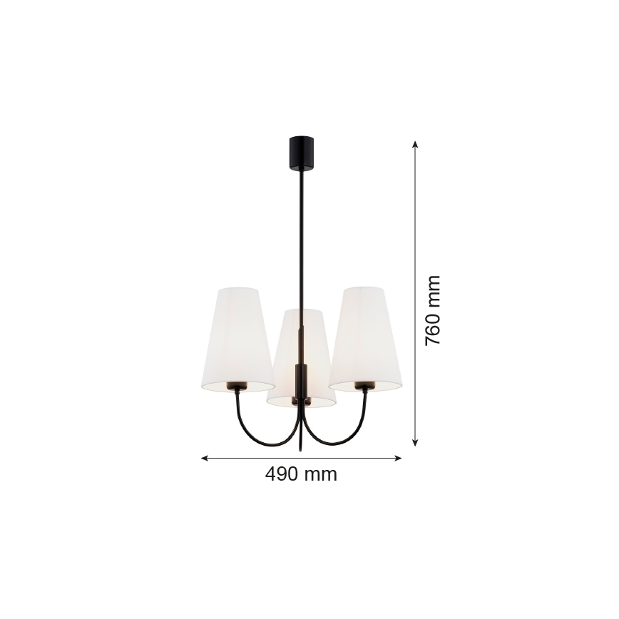 Argon 6268 - Luster na tyči SAFIANO 3xE27/15W/230V čierna
