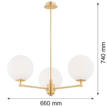 Argon 6307 - Luster na tyči PALOMA 3xE14/7W/230V zlatá/biela