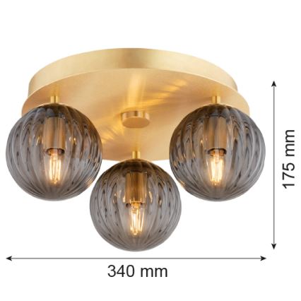 Argon 6308 - Stropné svietidlo PALOMA 3xE14/7W/230V zlatá/čierna