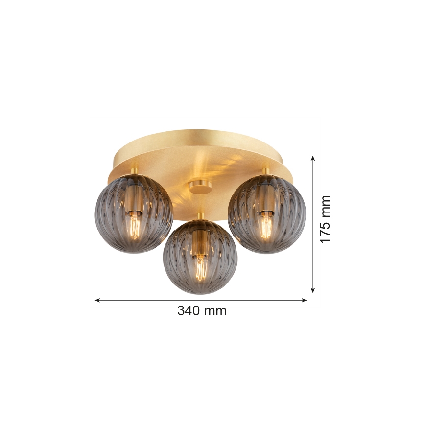 Argon 6308 - Stropné svietidlo PALOMA 3xE14/7W/230V zlatá/čierna