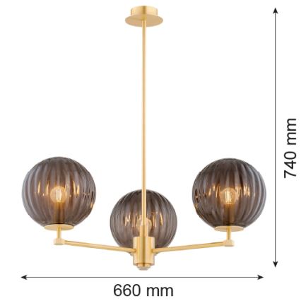 Argon 6310 - Luster na tyči PALOMA 3xE14/7W/230V zlatá/čierna