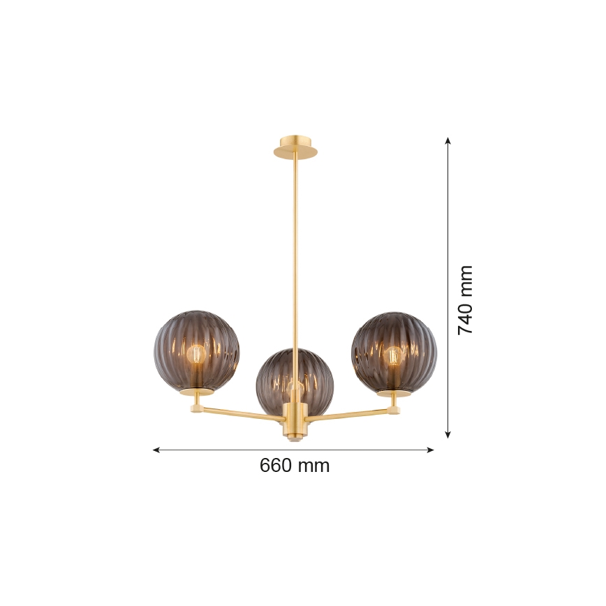 Argon 6310 - Luster na tyči PALOMA 3xE14/7W/230V zlatá/čierna