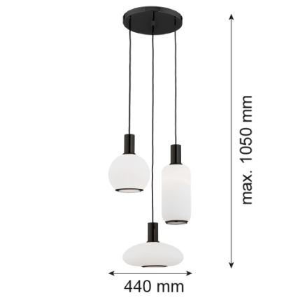 Argon 6323 - Luster na lanku SAGUNTO PLUS 3xE27/15W/230V čierna
