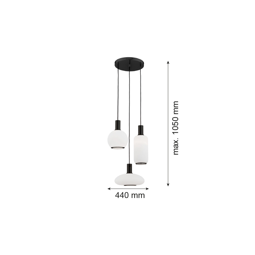 Argon 6323 - Luster na lanku SAGUNTO PLUS 3xE27/15W/230V čierna