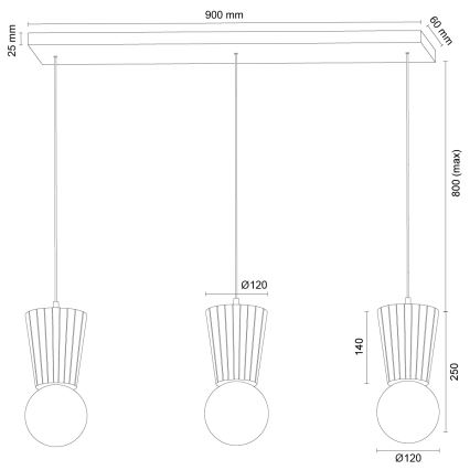 Argon 6357 - Kúpeľňový luster na lanku VOLANTE 3xG9/6W/230V IP44 béžový