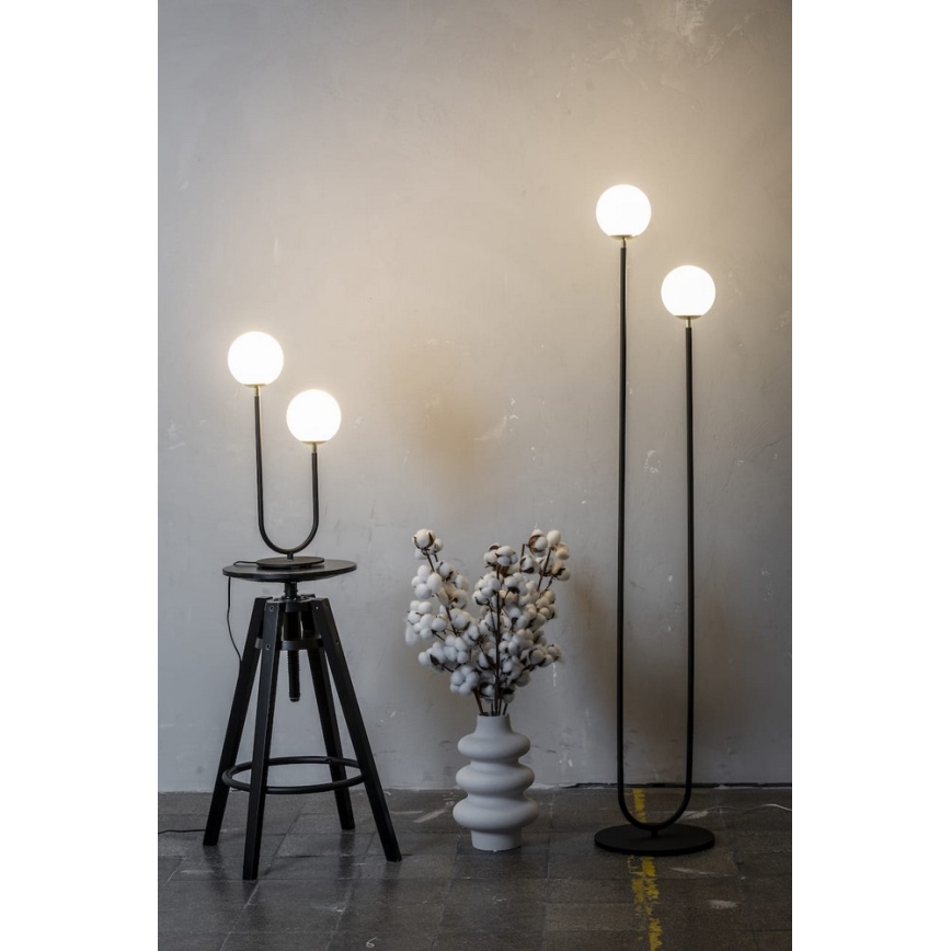 Argon 7073 - Stojacia lampa FERRONE 2xE14/7W/230V čierna/biela/zlatá