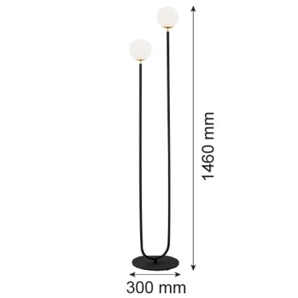 Argon 7073 - Stojacia lampa FERRONE 2xE14/7W/230V čierna/biela/zlatá