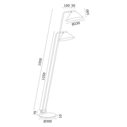 Argon 7075 - Stojacia lampa GABIAN 2xE27/15W/230V čierna