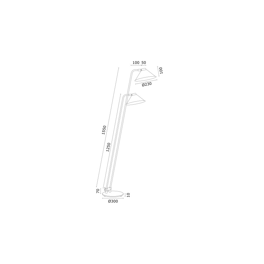 Argon 7075 - Stojacia lampa GABIAN 2xE27/15W/230V čierna