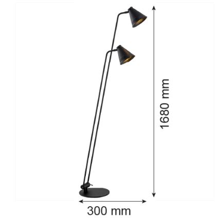 Argon 7077 - Stojacia lampa AVALONE 2xE27/15W/230V čierna