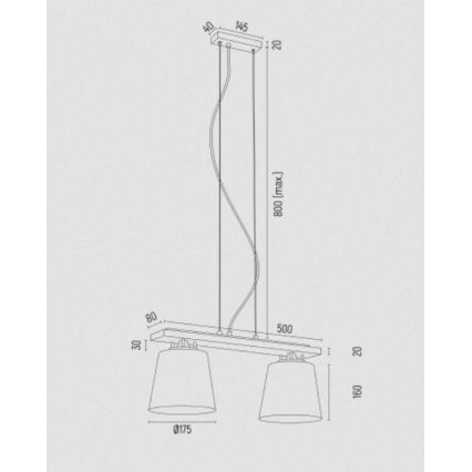 Argon 7151 - Luster na lanku ARDEN 2xE27/15W/230V zlatá