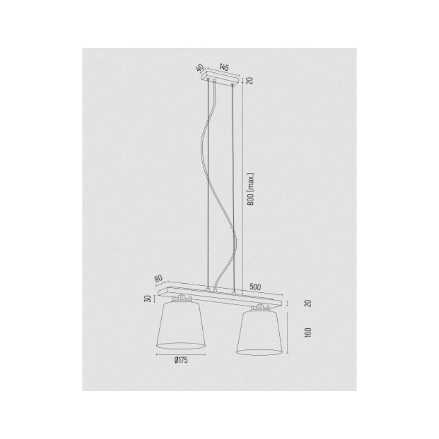 Argon 7151 - Luster na lanku ARDEN 2xE27/15W/230V zlatá
