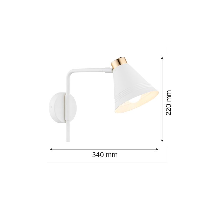 Argon 8006 - Nástenná lampa AVALONE 1xE27/15W/230V 34 cm biela/zlatá