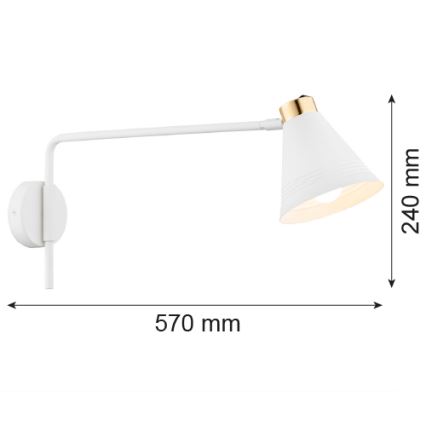 Argon 8007 - Nástenná lampa AVALONE 1xE27/15W/230V 57 cm biela/zlatá