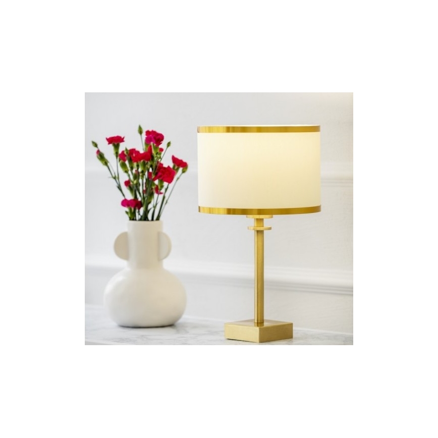 Argon 8029 - Stolná lampa ABBANO 1xE27/15W/230V mosadz/biela