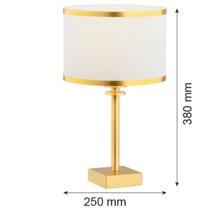 Argon 8029 - Stolná lampa ABBANO 1xE27/15W/230V mosadz/biela