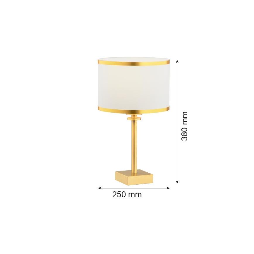 Argon 8029 - Stolná lampa ABBANO 1xE27/15W/230V mosadz/biela